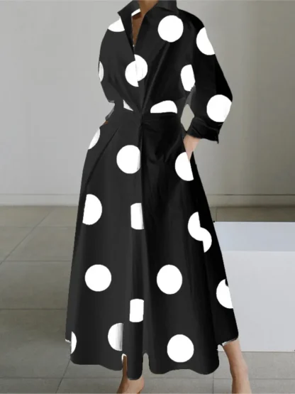Big Polka Dot Long Sleeve Dress - Image 2