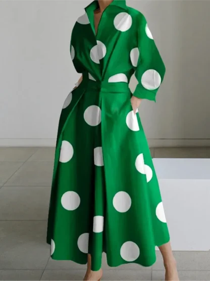 Big Polka Dot Long Sleeve Dress - Image 3