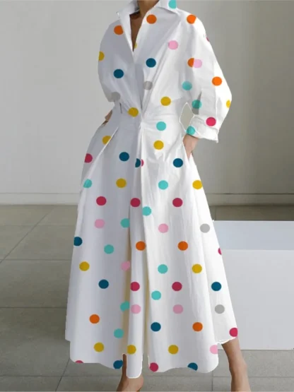 Big Polka Dot Long Sleeve Dress - Image 4