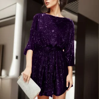 Purple Long Sleeve Dress