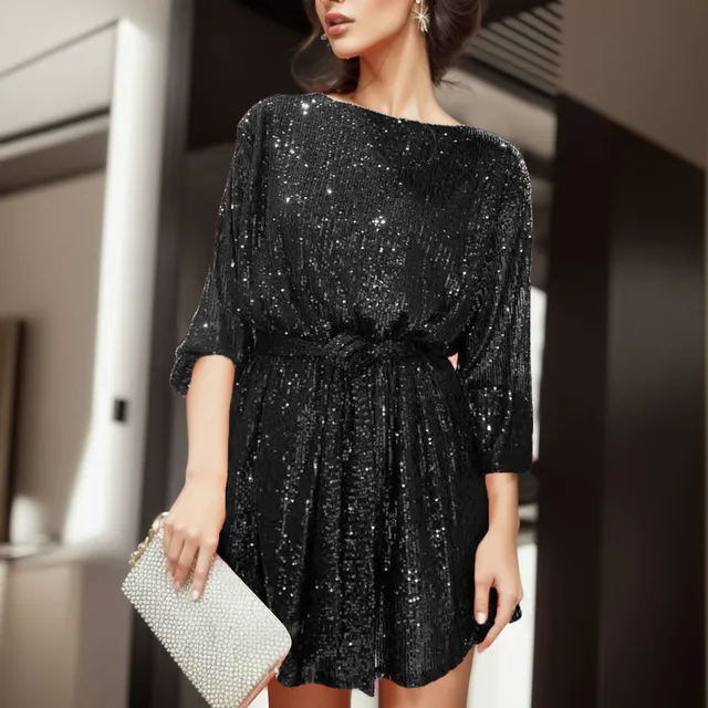 knee length dresses for ladies Astrid Sequin Mini Dress