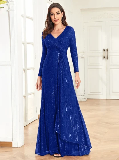 Luxury V-neck Long Sleeve Dresses - Image 3