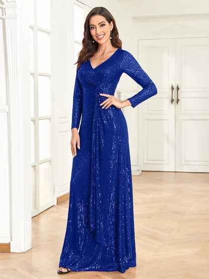 Luxury V-neck Long Sleeve Dresses - Image 4