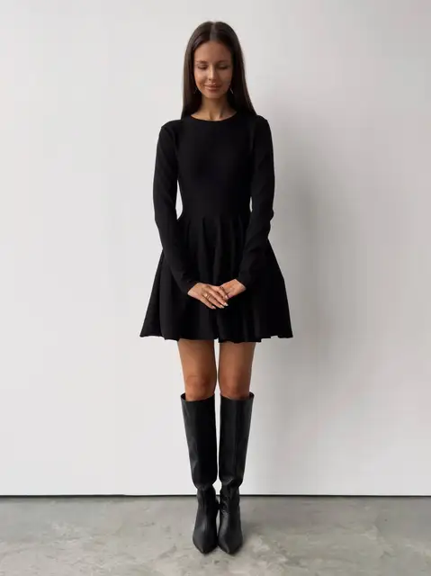 chinese dress ladies Mercedes Drop Waist Long Sleeve Mini Dress main image 0