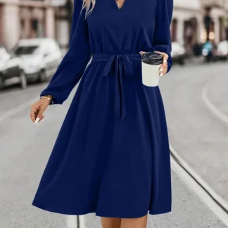 Blue Long Sleeve Dress