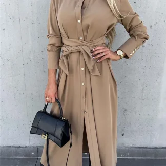 Turn-down Collar Long Sleeve Dresses