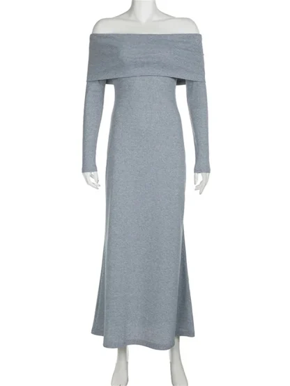 Cozy Off-shoulder Long Sleeve Dress - Image 7